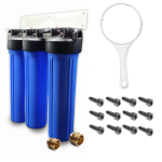 Zestaw filtrów na cały dom ze stelażem. Trzy korpusy BB20 + stelaż montażowy. Klucz serwisowy gratis!