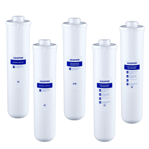 Zestaw roczny 5 wkładów do Aquaphor RO-101S Morion. Wkłady 2 x K5, 2 x K2, K7M.