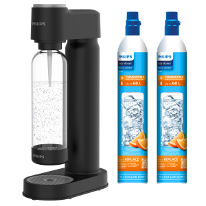 Saturator  PHILIPS ADD4901BK kolor czarny. W zestawie 2 butle CO2. Urządzenie do gazowania wody, syfon domowy do wody gazowanej.