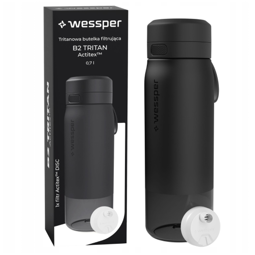 Butelka filtrująca wodę Wessper w kolorze czarnym 700 ml