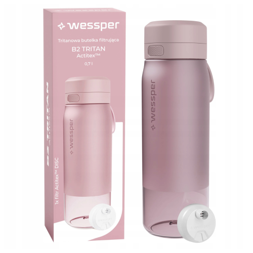 Różowa butelka filtrująca Wessper z tritanu 700 ml
