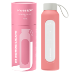 Butelka szklana w różowym etui,  Wessper 500 ml.