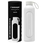 Butelka ze szkła borokrzemowgo w białym etui Wessper 1000 ml.