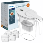 PHILIPS dzbanek 2,6 l zmiękczający wodę AWP2943WHT4. Zestaw promocyjny z 4 filtrami.