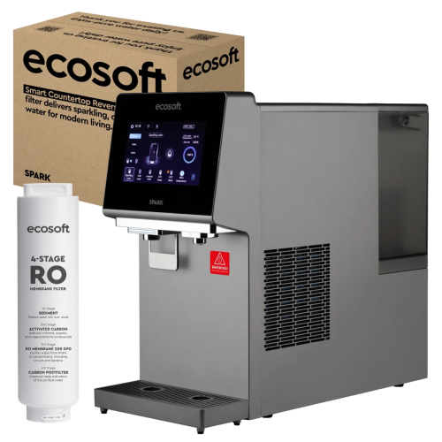 Nablatowy dystrybutor wody ecosoft RO z wodą gazowaną