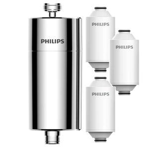 Filtr prysznicowy srebrny PHILIPS AWP1775P3CH/10 + 3 wkłady filtrujące.