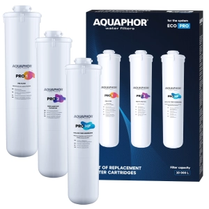 Komplet wkładów Aquaphor Pro 1 + Pro 2 + Pro HF na serwis ECO Pro.