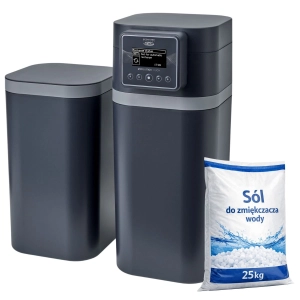 Kompaktowy zmiękczacz wody Ecowater eVolution DUO+, sól w zestawie.