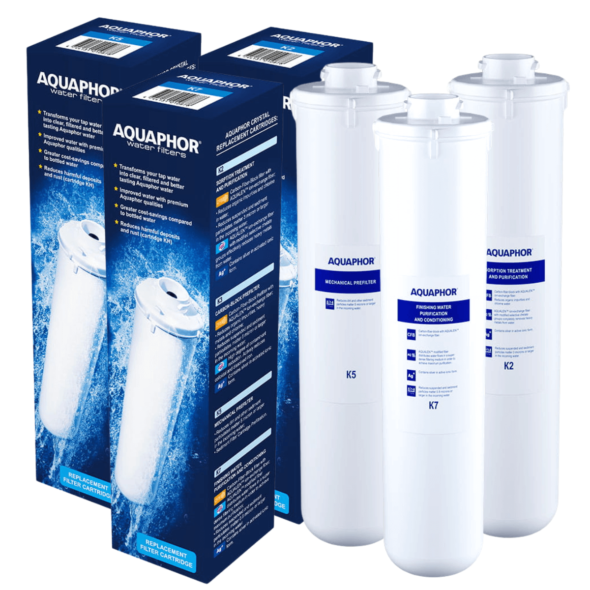 Zestaw filtrów Aquaphor K2 + K5 + K7 do filtra wody Kryształ A. Serwis filtra Aquaphor Kryształ A.