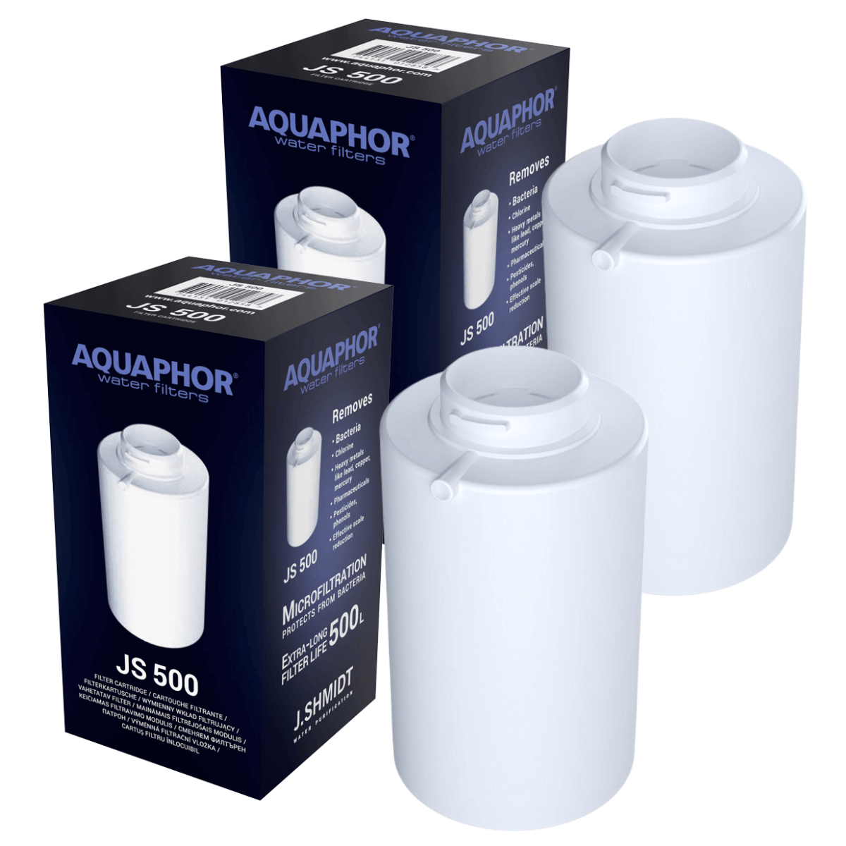 Wkłady filtrujące Aquaphor JS500 do dzbanka Shmidt 500. 2 sztuki AQUAPHOR JS 500 w zestawie taniej!
