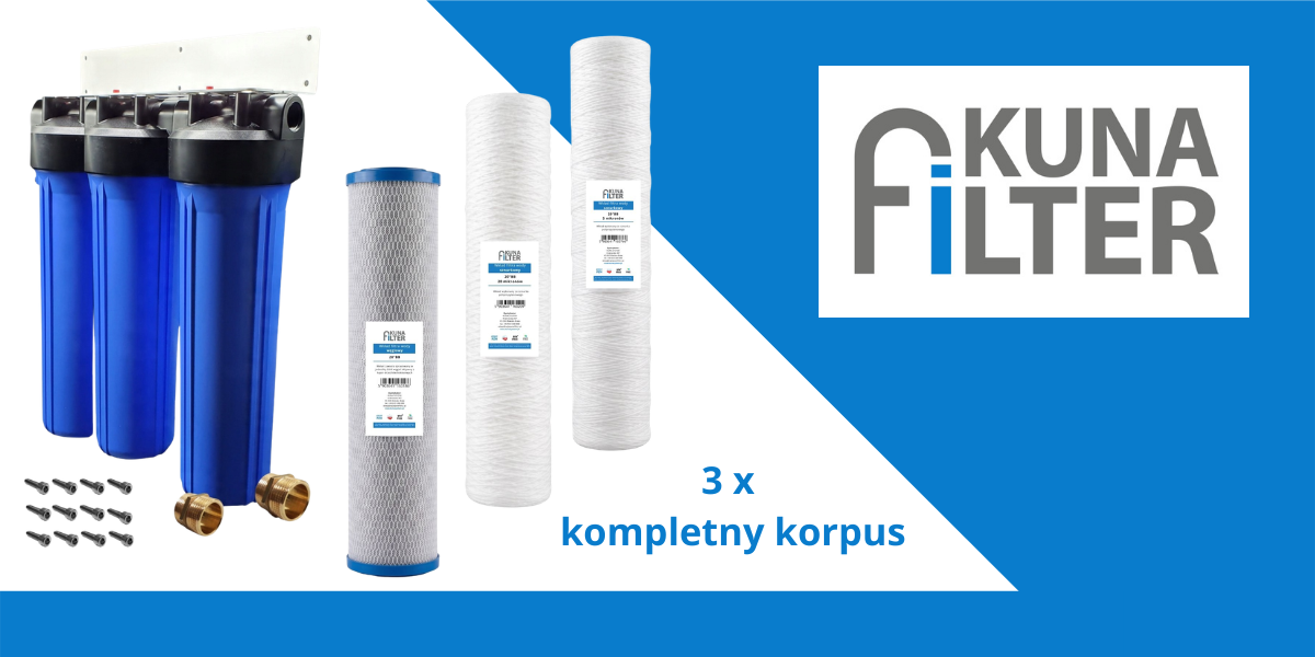 zestaw 3 korpusów z filtrami na cały dom