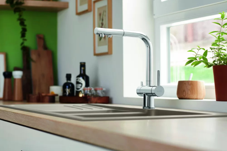 bateria trójdrożna blanco fontas z wyciąganą wylewką chrom