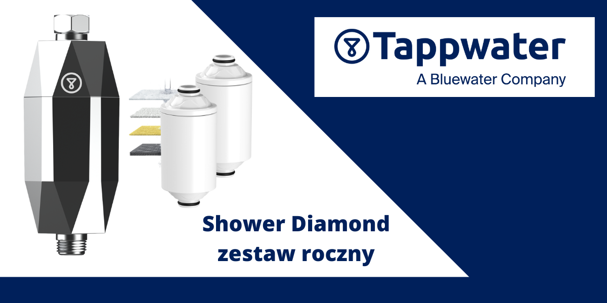 filtr prysznicowy z dwoma wkładami wymiennymi