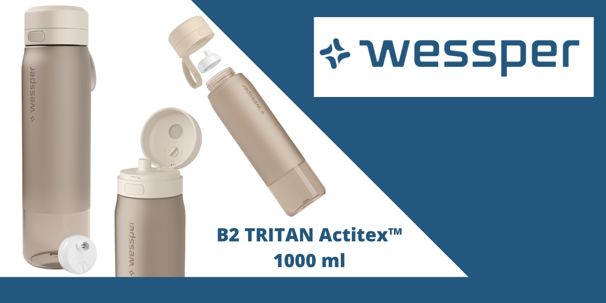 wessper beżowa butelka na wodę z filtrem