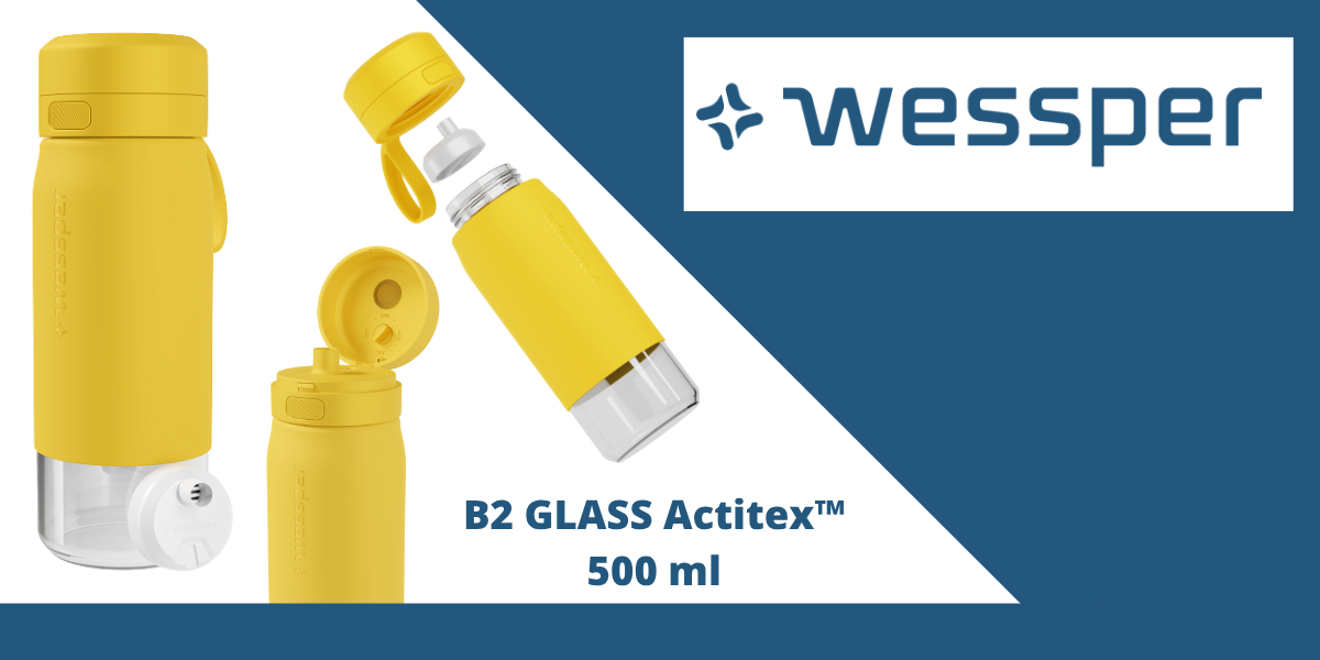 butelka ze szkła borokrzemowego wessper zółta