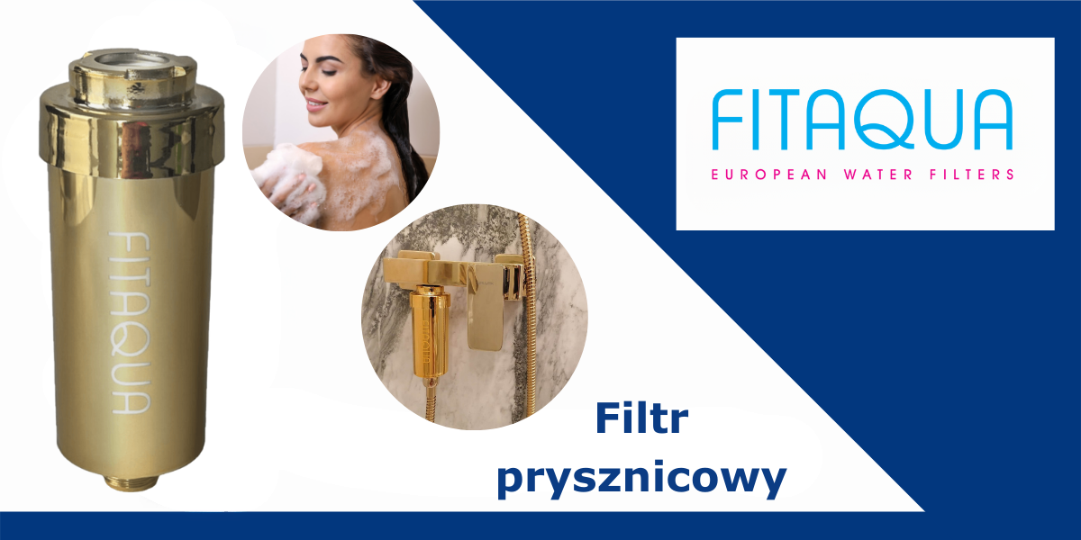 filtr prysznicowy w kolorze złotym